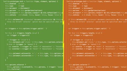 Two different code snapshots